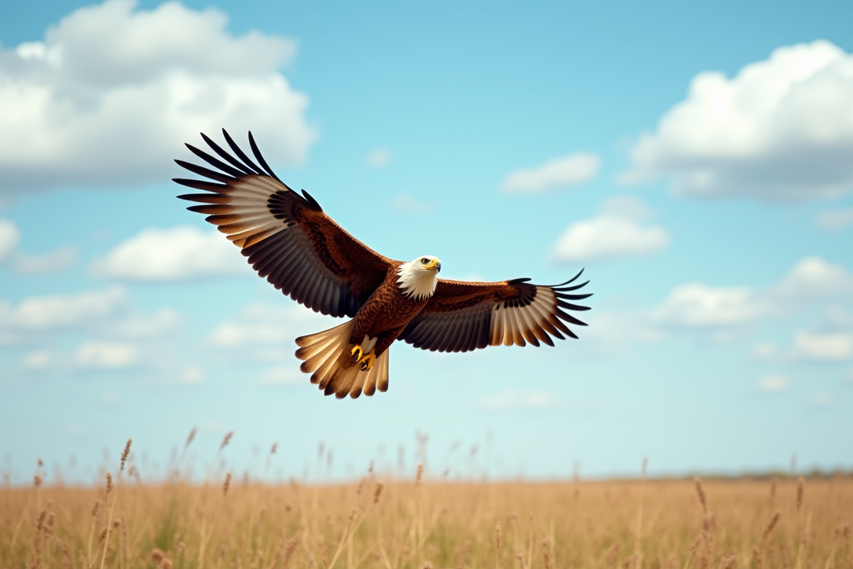 Aigle en plein vol au-dessus d