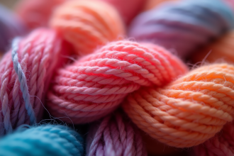 Zoom sur la texture de fil chenille coloré en gros plan