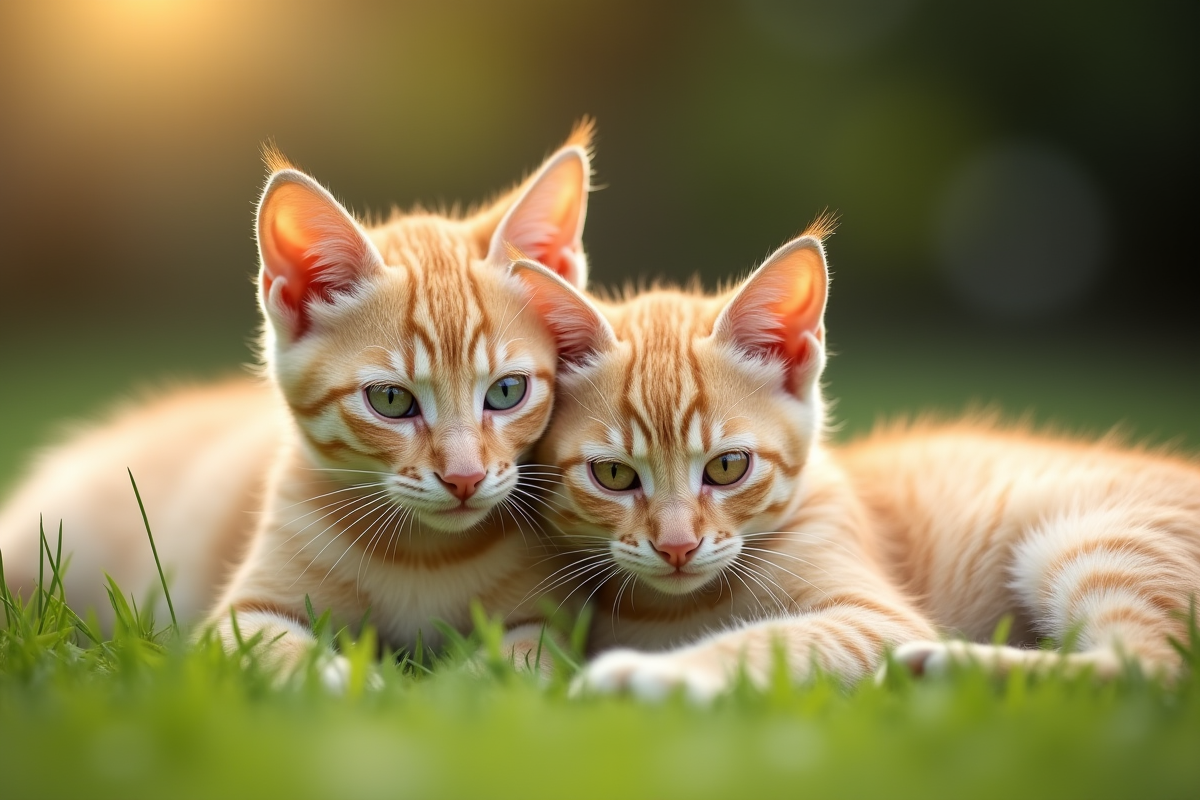 Deux chats beige reposant sur l