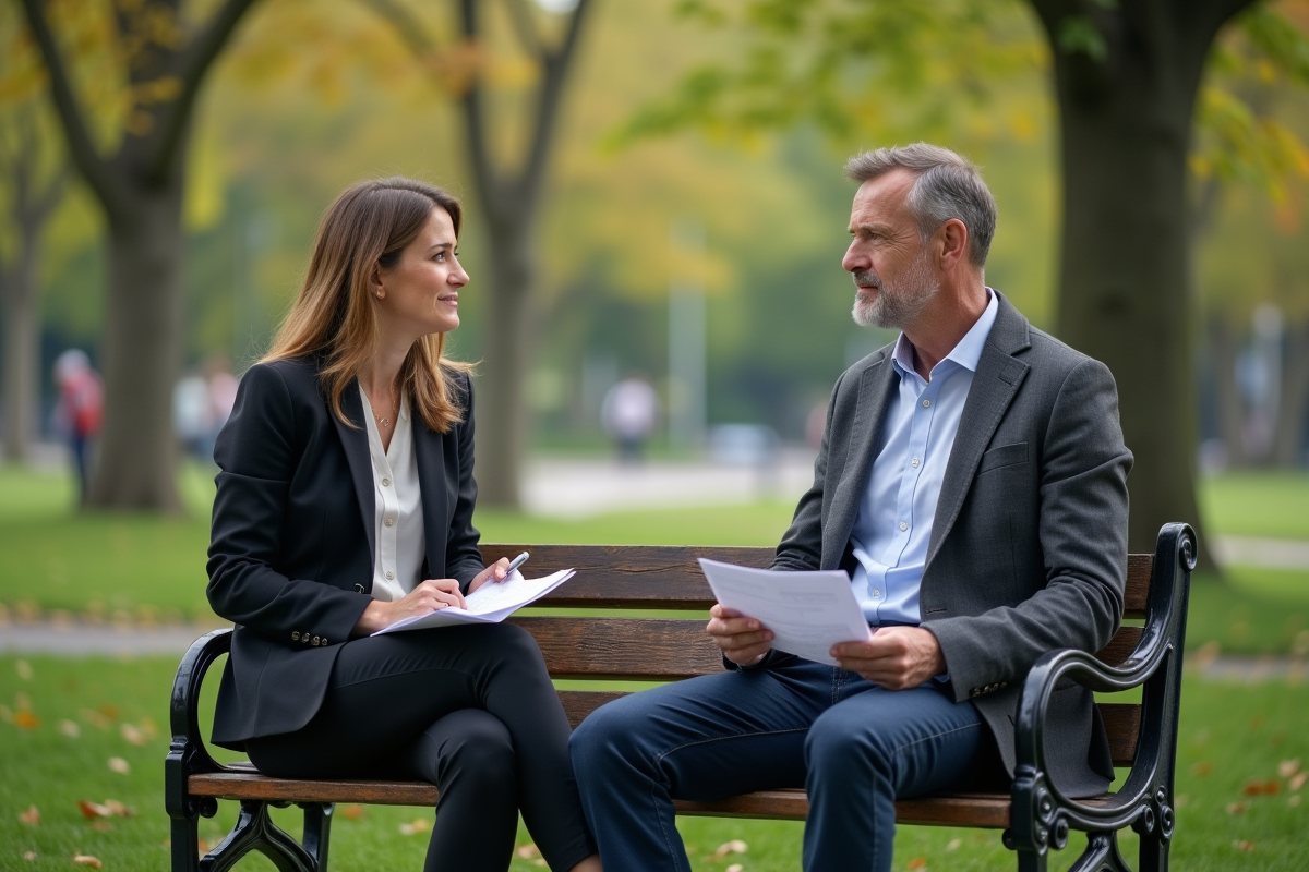 Homme discutant avec une agent d